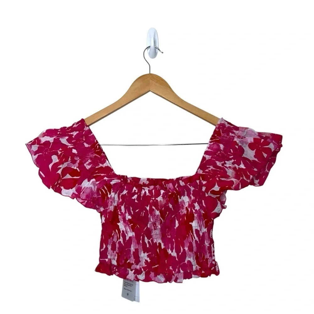 TIARE HAWAII OLIVIA Set Mini SKIRT and Top in Fiji Flowers Pink Smocked 2 Piece